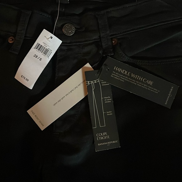 NWT Banana Republic fade resistant mid rise black skinny jeans size 6/28 stretch - Picture 7 of 13